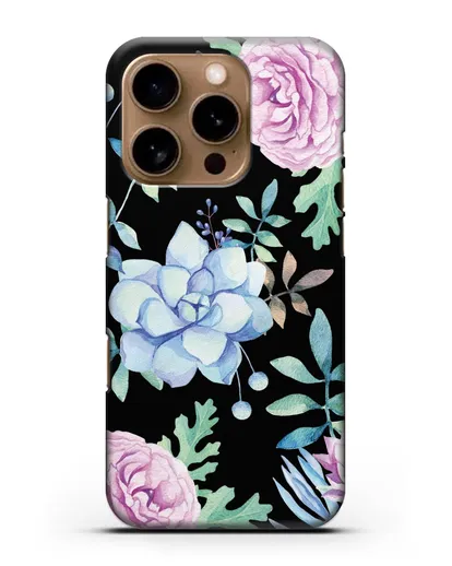 Чехол Суккуленты силиконовый для iPhone 16 Pro