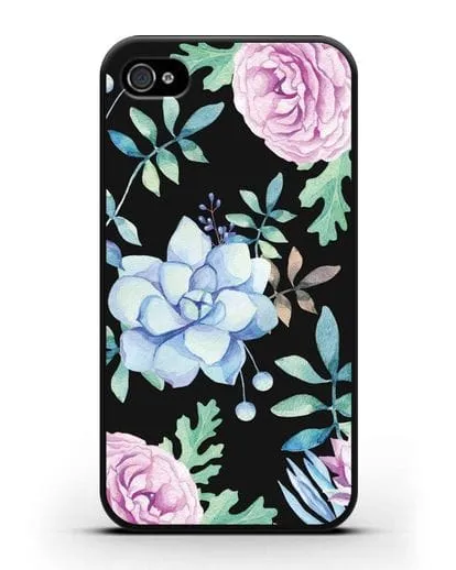 Чехол Суккуленты силиконовый для iPhone 4/4s