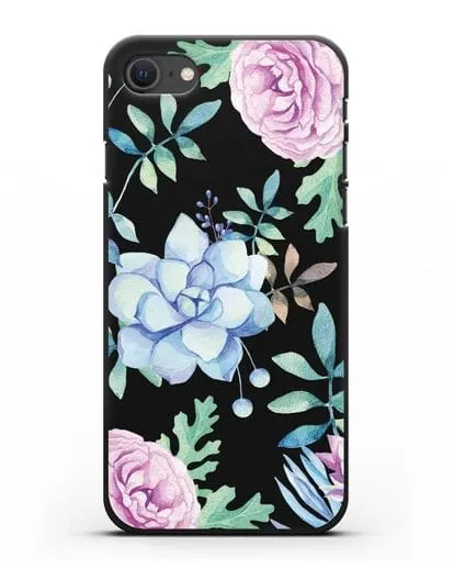 Чехол Суккуленты силиконовый для iPhone SE 2020