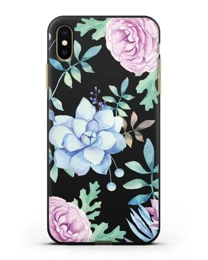 Чехол Суккуленты силиконовый для iPhone XS Max