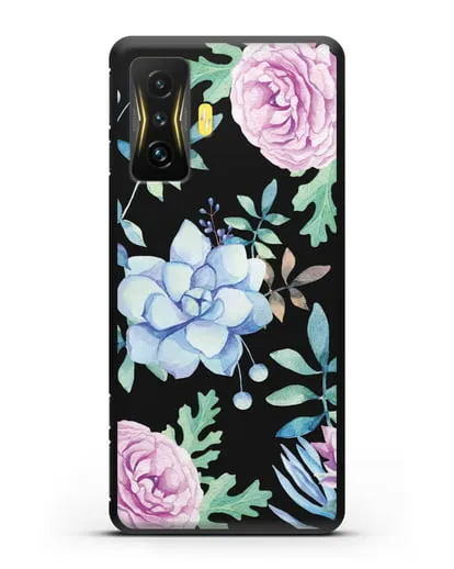 Чехол Суккуленты силиконовый для Xiaomi Poco F4 GT