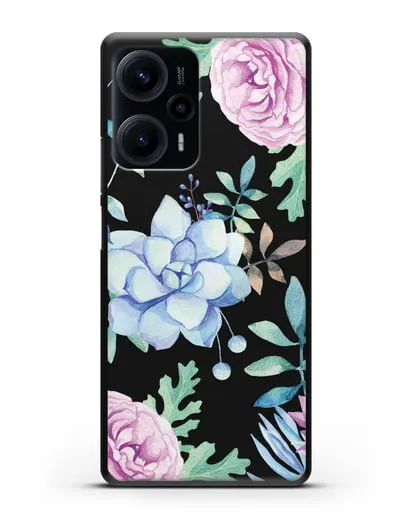 Чехол Суккуленты силиконовый для Xiaomi Poco F5