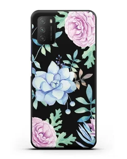 Чехол Суккуленты силиконовый для Xiaomi Poco M3