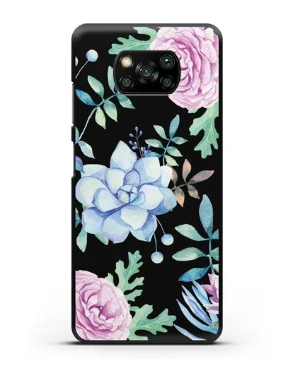 Чехол Суккуленты силиконовый для Xiaomi Poco X3 Pro