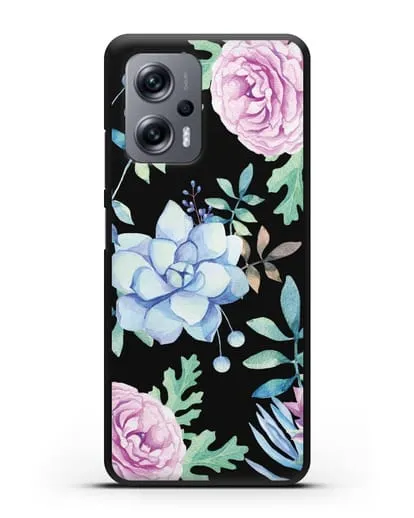 Чехол Суккуленты силиконовый для Xiaomi Poco X4 GT