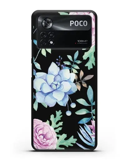 Чехол Суккуленты силиконовый для Xiaomi Poco X4 Pro