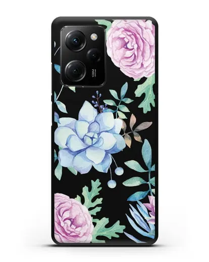 Чехол Суккуленты силиконовый для Xiaomi Poco X5 Pro