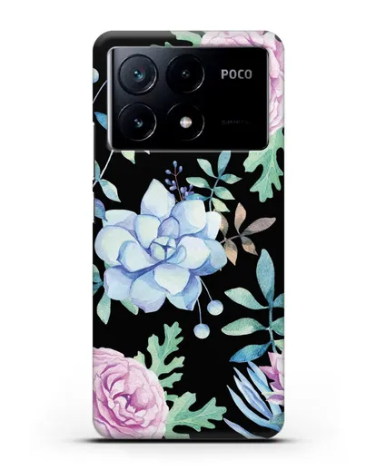 Чехол Суккуленты силиконовый для Xiaomi Poco X6 Pro
