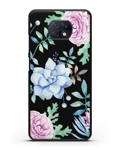 Чехол Суккуленты силиконовый для Xiaomi Redmi Note 9T