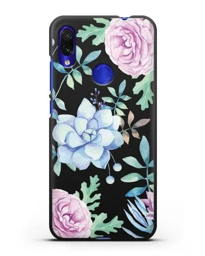 Чехол Суккуленты силиконовый для Xiaomi Redmi Note 7