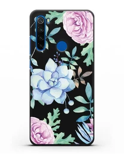 Чехол Суккуленты силиконовый для Xiaomi Redmi Note 8