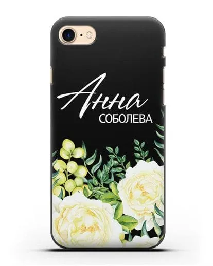 Именной чехол Белые розы силиконовый для iPhone 7