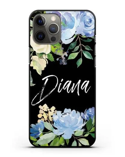 Именной чехол Роза голубая силиконовый для iPhone 12 Pro Max