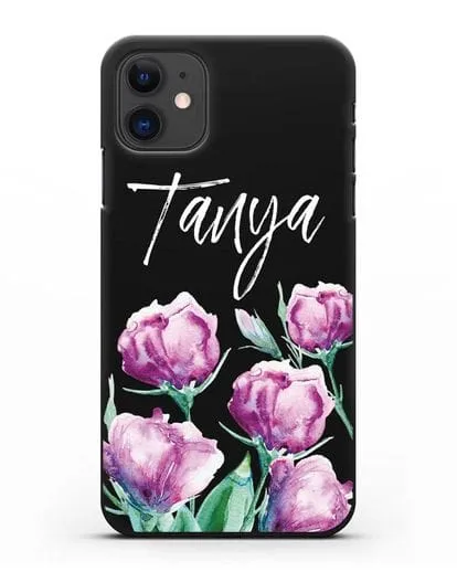 Именной чехол Эустома сиреневая силиконовый для iPhone 11