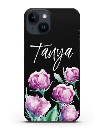 Именной чехол Эустома сиреневая силиконовый для iPhone 14