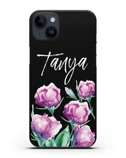 Именной чехол Эустома сиреневая силиконовый для iPhone 14 Plus