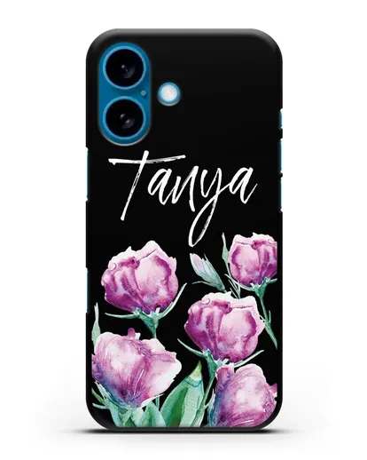 Именной чехол Эустома сиреневая силиконовый для iPhone 16