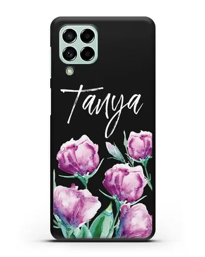 Именной чехол Эустома сиреневая силиконовый для Samsung Galaxy M53 [SM-M536]