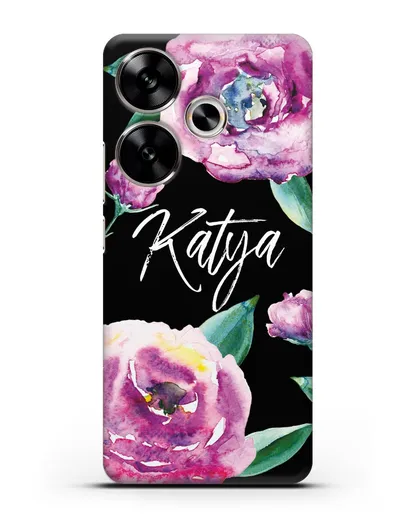 Именной чехол Эустома фиолетовая силиконовый для Xiaomi Poco F6