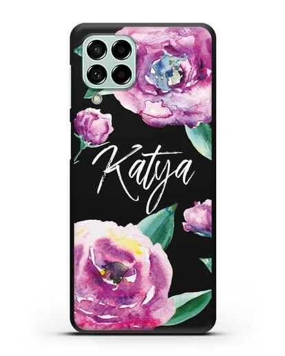 Именной чехол Эустома фиолетовая силиконовый для Samsung Galaxy M53 [SM-M536]