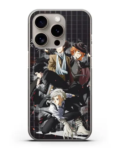 Чехол аниме Великий из бродячих псов картинка с персонажами детективного агентства силиконовый для iPhone 15 Pro