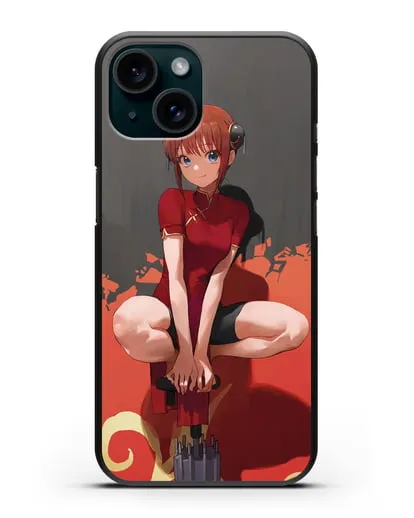 Чехол аниме Гинтама (Gintama) Кагура силиконовый для iPhone 15