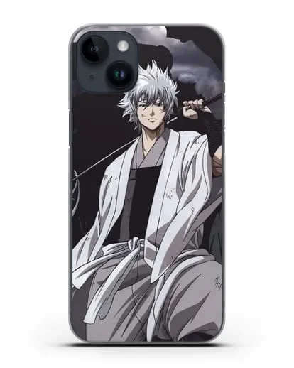 Чехол аниме Гинтама (Gintama) Саката Гинтоки с мечом силиконовый для iPhone 14 Plus