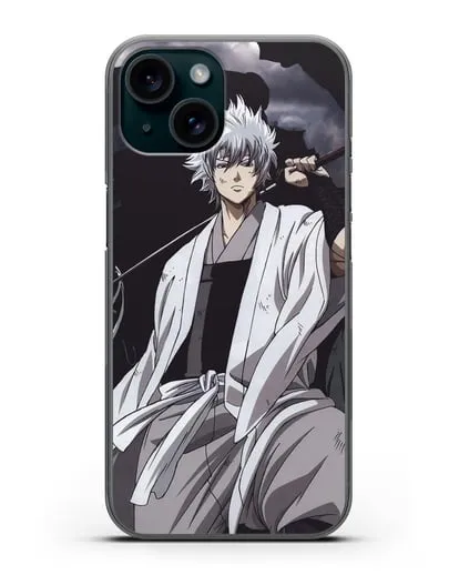 Чехол аниме Гинтама (Gintama) Саката Гинтоки с мечом силиконовый для iPhone 15
