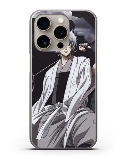 Чехол аниме Гинтама (Gintama) Саката Гинтоки с мечом силиконовый для iPhone 15 Pro