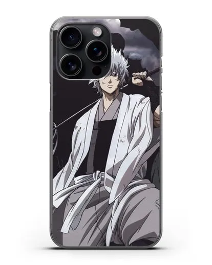 Чехол аниме Гинтама (Gintama) Саката Гинтоки с мечом силиконовый для iPhone 15 Pro Max