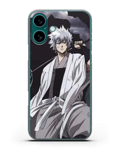 Чехол аниме Гинтама (Gintama) Саката Гинтоки с мечом силиконовый для iPhone 16 Plus