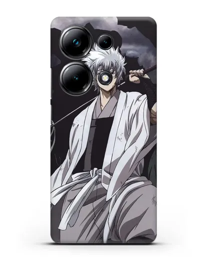 Чехол аниме Гинтама (Gintama) Саката Гинтоки с мечом силиконовый для Xiaomi Poco M6 Pro