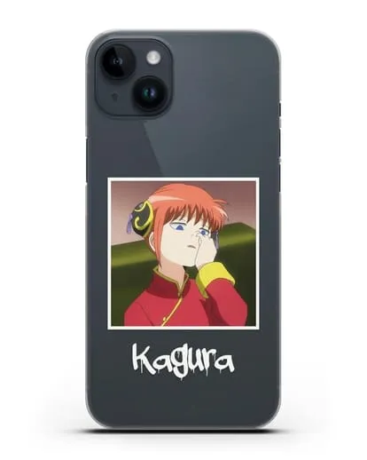 Чехол аниме Гинтама (Gintama) Кагура ковыряется в носу силиконовый для iPhone 14 Plus