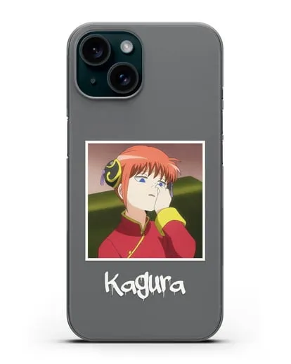 Чехол аниме Гинтама (Gintama) Кагура ковыряется в носу силиконовый для iPhone 15