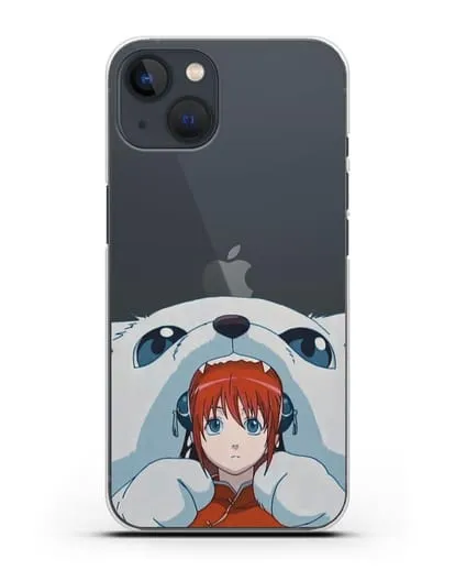 Чехол аниме Гинтама (Gintama) Садахару грызёт Кагуру силиконовый для iPhone 13 Mini