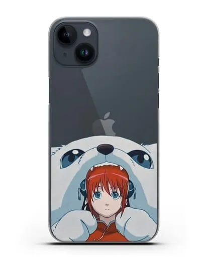 Чехол аниме Гинтама (Gintama) Садахару грызёт Кагуру силиконовый для iPhone 14 Plus