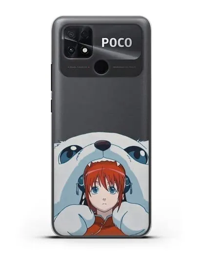 Чехол аниме Гинтама (Gintama) Садахару грызёт Кагуру силиконовый для Xiaomi Poco C40