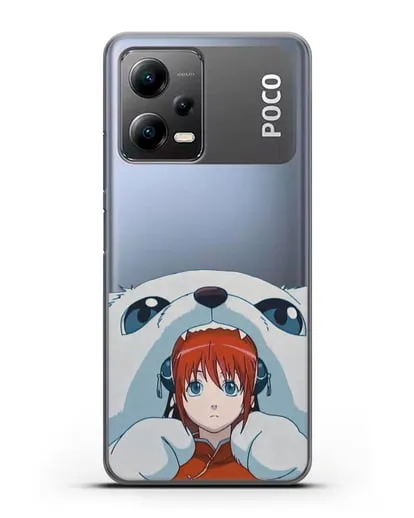 Чехол аниме Гинтама (Gintama) Садахару грызёт Кагуру силиконовый для Xiaomi Poco X5