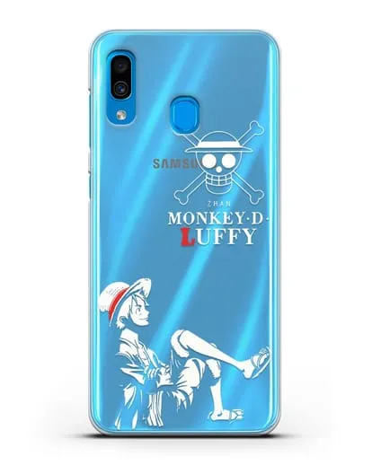 Чехол аниме Ванпис (One Piece) Монки д. Луффи силуэт силиконовый для Samsung Galaxy A30 [SM-A305FN]
