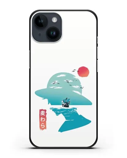 Чехол аниме Ванпис (One Piece) силуэт Луффи силиконовый для iPhone 14