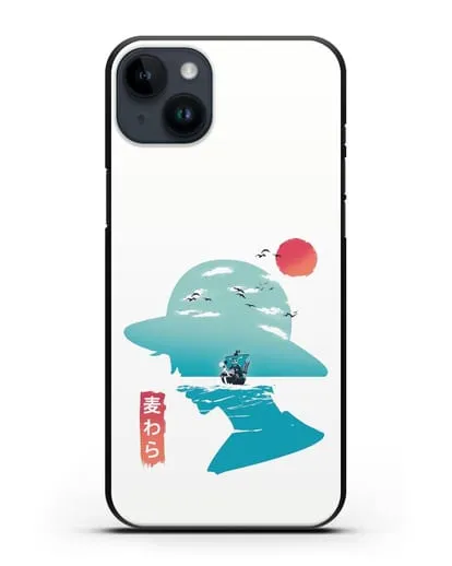 Чехол аниме Ванпис (One Piece) силуэт Луффи силиконовый для iPhone 14 Plus