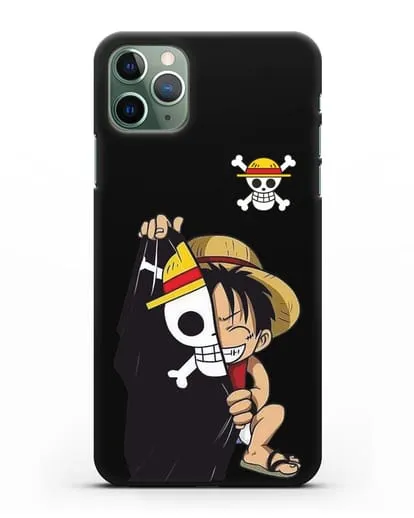 Чехол аниме Ванпис (One Piece) Луффи и флаг силиконовый для iPhone 11 Pro Max