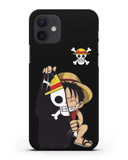 Чехол аниме Ванпис (One Piece) Луффи и флаг силиконовый для iPhone 12