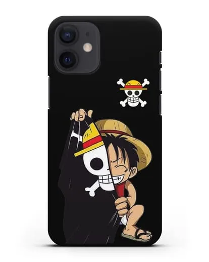 Чехол аниме Ванпис (One Piece) Луффи и флаг силиконовый для iPhone 12 mini