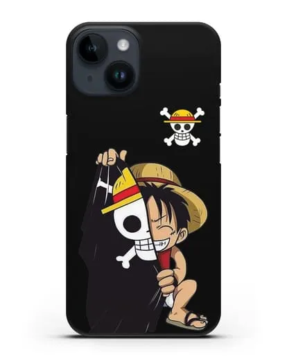 Чехол аниме Ванпис (One Piece) Луффи и флаг силиконовый для iPhone 14