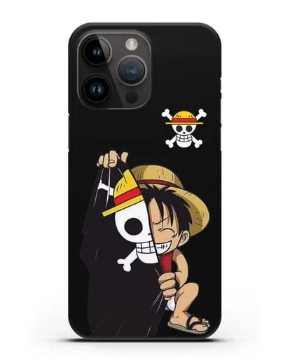 Чехол аниме Ванпис (One Piece) Луффи и флаг силиконовый для iPhone 14 Pro Max