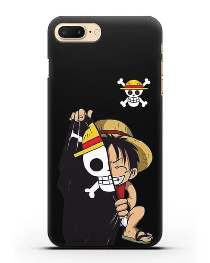 Чехол аниме Ванпис (One Piece) Луффи и флаг силиконовый для iPhone 8 Plus