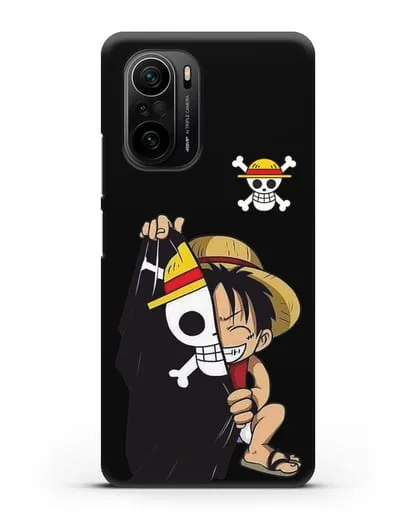 Чехол аниме Ванпис (One Piece) Луффи и флаг силиконовый для Xiaomi Poco F3