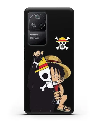 Чехол аниме Ванпис (One Piece) Луффи и флаг силиконовый для Xiaomi Poco F4