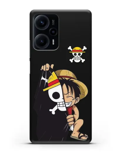 Чехол аниме Ванпис (One Piece) Луффи и флаг силиконовый для Xiaomi Poco F5